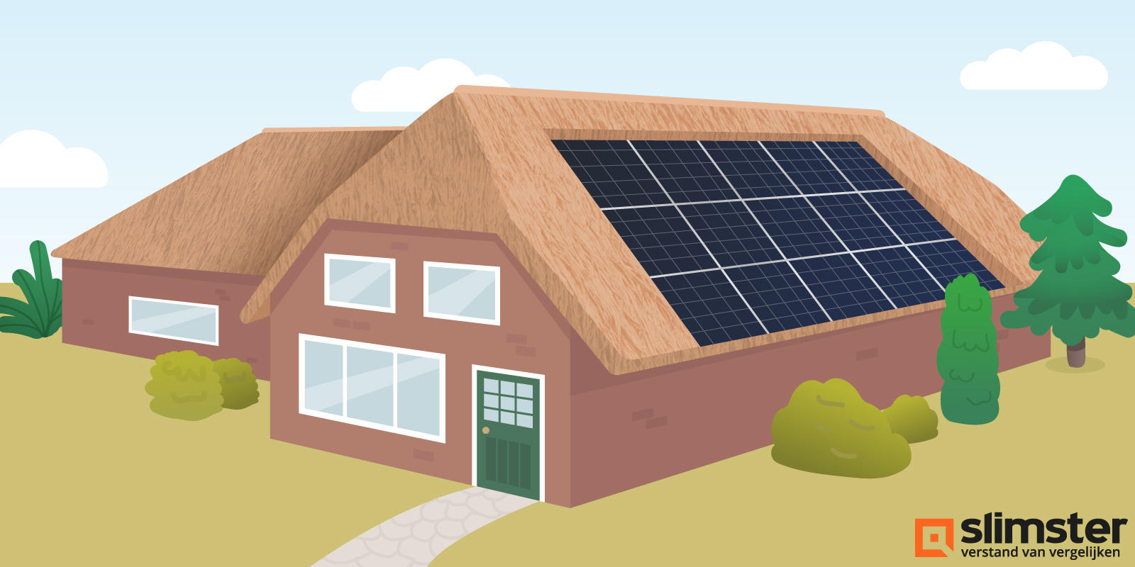 zonnepanelen in rieten dak